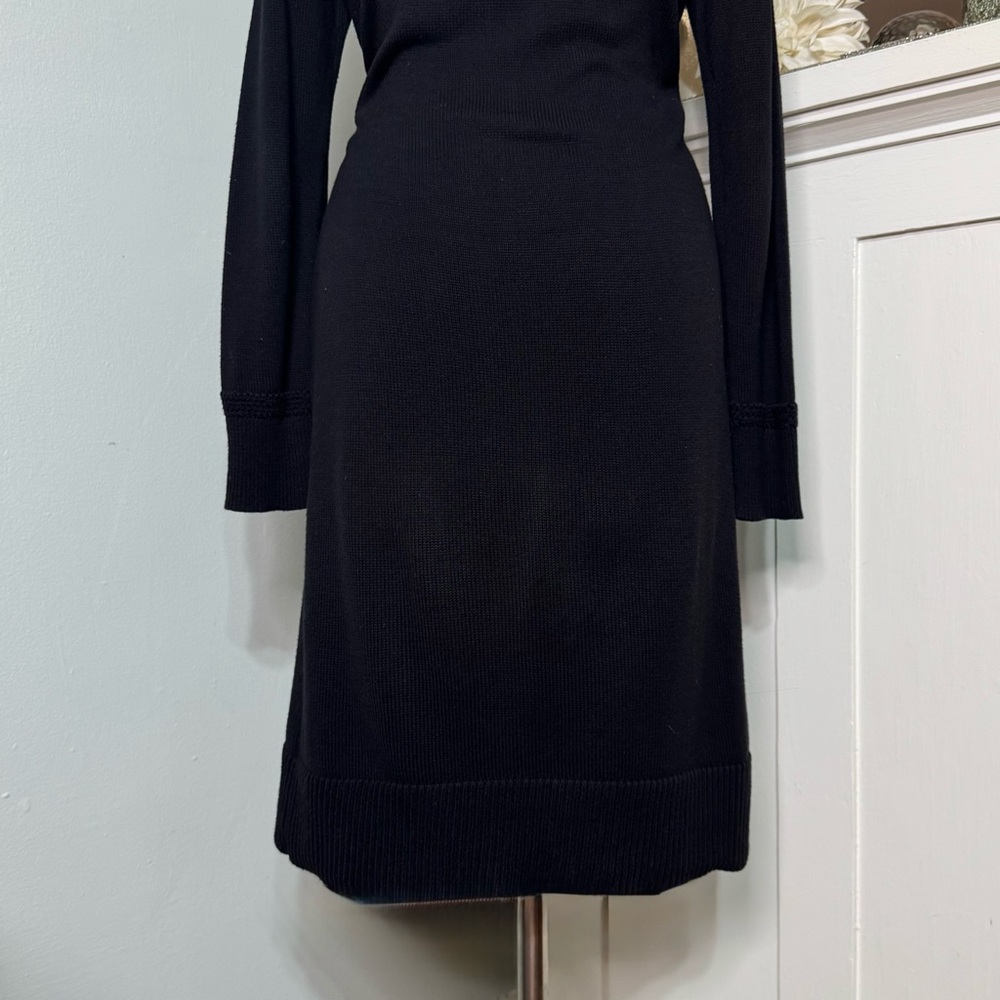 Ralph Lauren Rack Stitch Mockneck Sweater Dress Black Cotton Size Medium - Picture 9 of 12